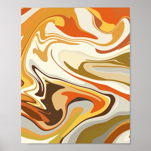 Poster Abstrato Swirling Orange and Beige Design (Frente)