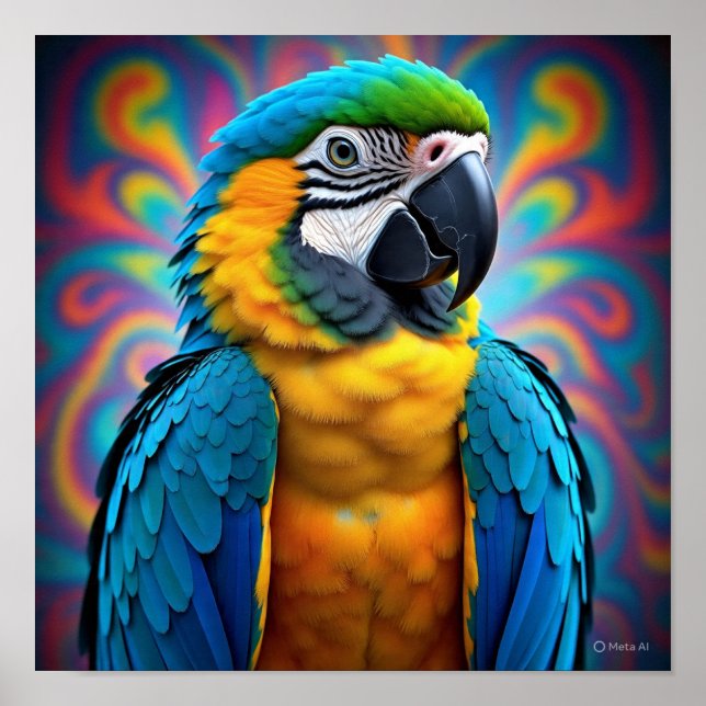 Poster Abstrato Swirls Parrot (Frente)