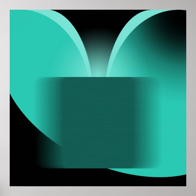 Poster Abstrato Teal Luxury com Black AP0004 (Frente)
