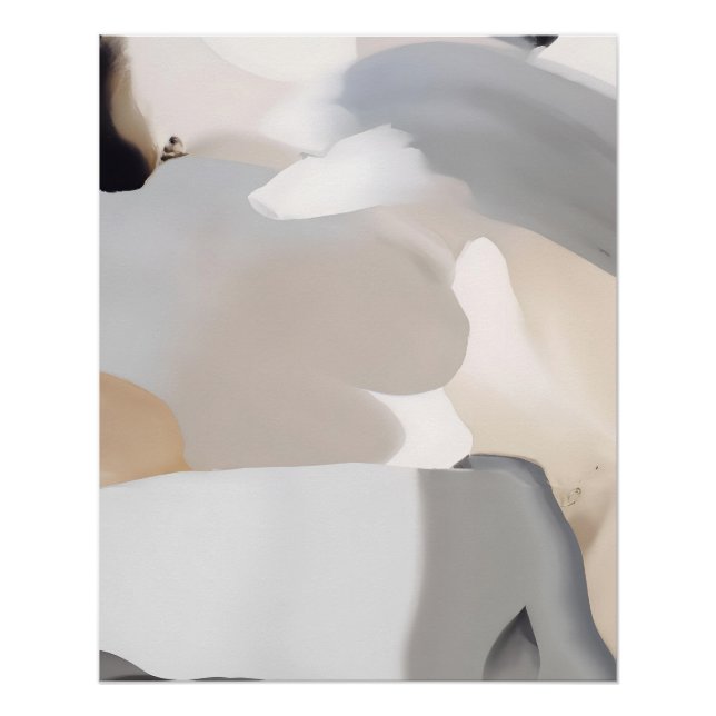Pôster Abstrato Terra Neutra com Formas Orgânicas (Frente)