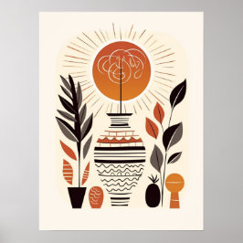 Poster Abstrato Terracotta Decorativo Moderno Boho