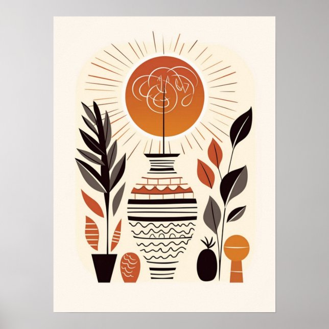 Poster Abstrato Terracotta Decorativo Moderno Boho (Frente)