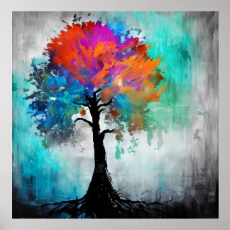 Poster Abstrato Tree Watercolor