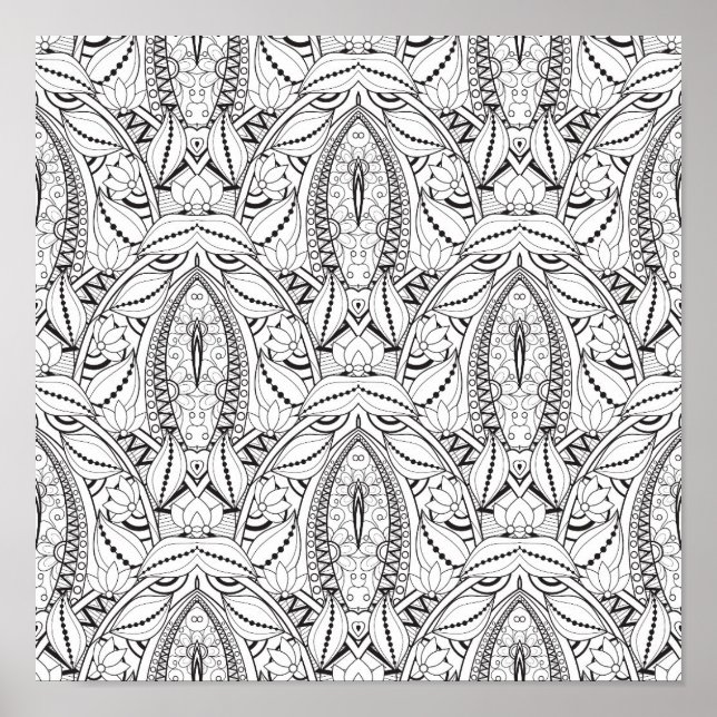 Pôster Abstrato Tribal Doodle 2 (Frente)