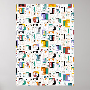 Poster Abstrato tribal maya antigo padrão 1