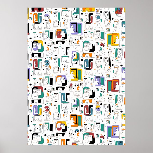 Poster Abstrato tribal maya antigo padrão 1 (Frente)