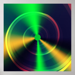 Poster Abstrato Trippy Groovy Green Swirl Art Fractal