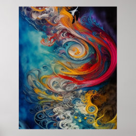 Poster Abstrato verde-azul-vermelho-branco-azul-moderno