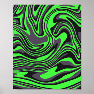 Poster Abstrato Verde e Arte Negra
