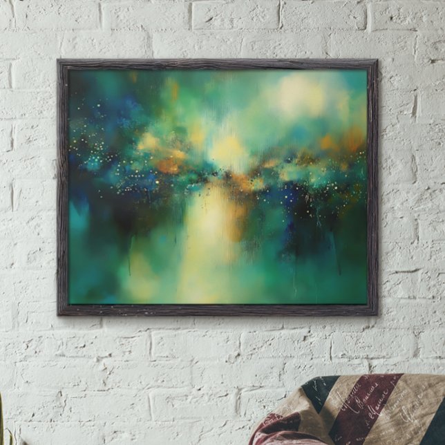 Poster Abstrato Verde e pintura moderna Blues (Criador carregado)