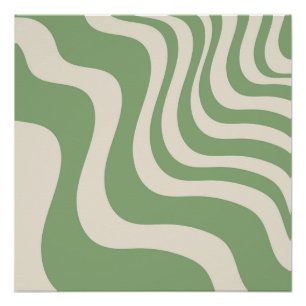 Pôster Abstrato Verde Faixa de ondas moderna Primavera