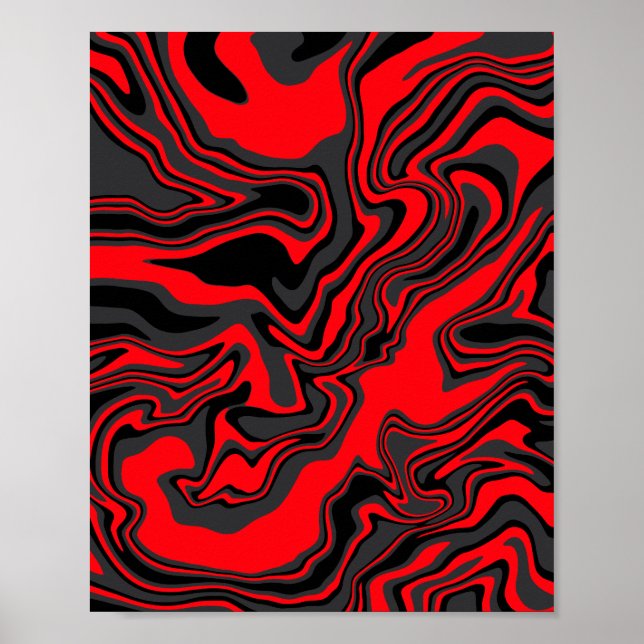 Poster Abstrato, vermelho e preto (Frente)
