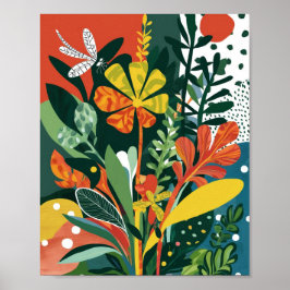 Poster Abstrato vibrante arte floral