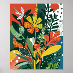 Poster Abstrato vibrante arte floral