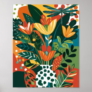 Poster Abstrato vibrante arte floral