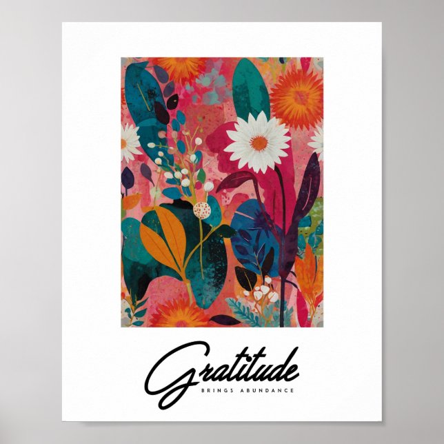 Poster Abstrato vibrante arte floral (Frente)