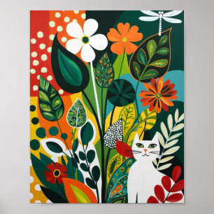 Poster Abstrato vibrante arte floral