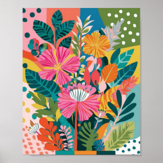 Poster Abstrato vibrante arte floral
