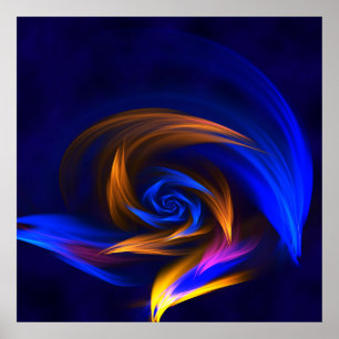 Poster Abstrato Vortex Forma Azul Laranja