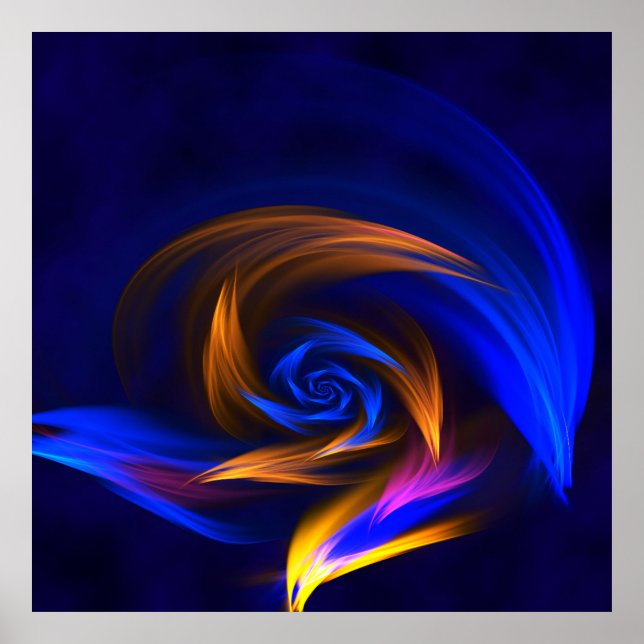 Poster Abstrato Vortex Forma Azul Laranja (Frente)