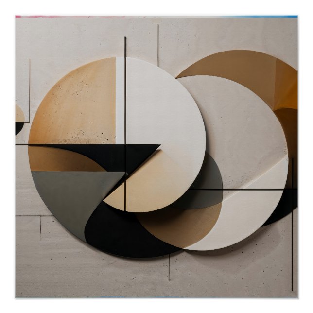 Pôster Abstrato Wall dos Círculos Geométricos Modernos Mi (Frente)