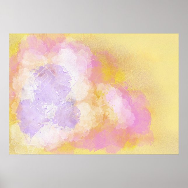 Pôster Abstrato Watercolor - Fundo Laranja (Frente)