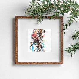 Poster Abstrato Watercolor ink - composição feminina colo