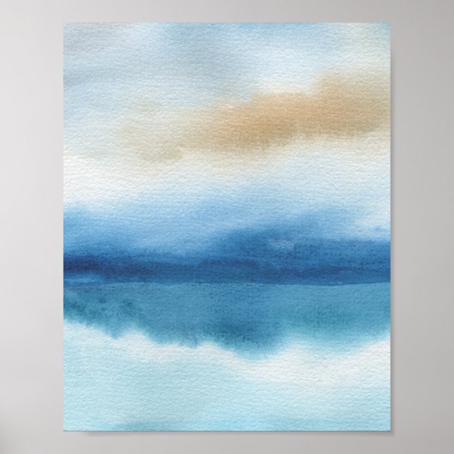 Poster Abstrato Watercolor Lake Design (Frente)