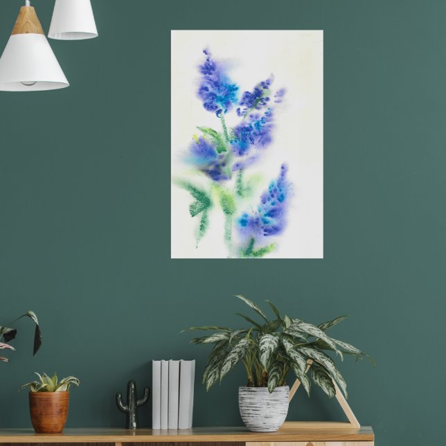 Poster Abstrato Watercolor Lilacs (Sala de Estar 1)