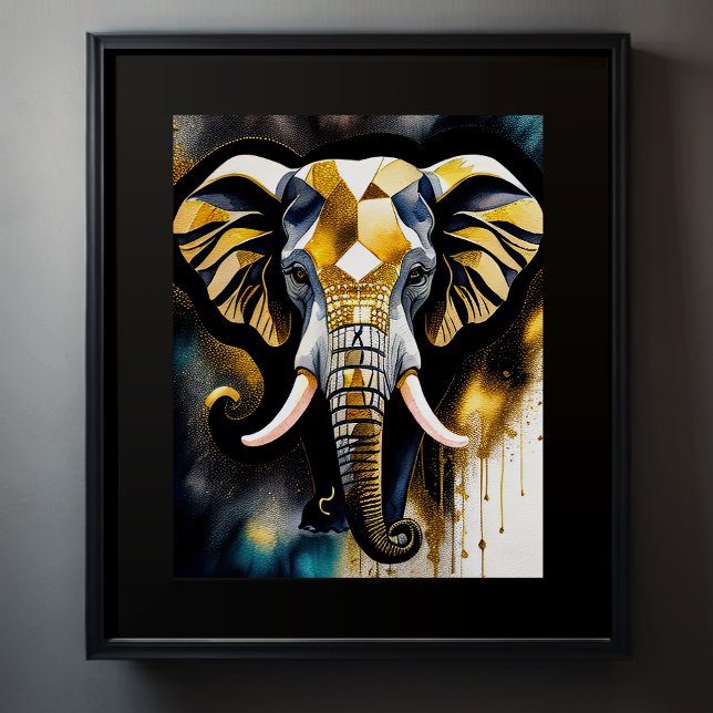 Poster Abstrato Watercolor Painting de Elefante 5:4 (Criador carregado)