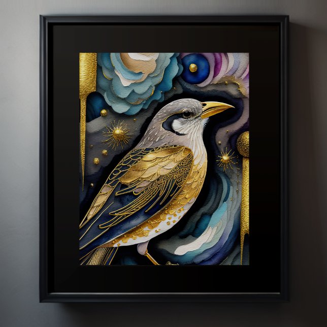 Poster Abstrato Watercolor Painting of a Bird 5:4 (Criador carregado)