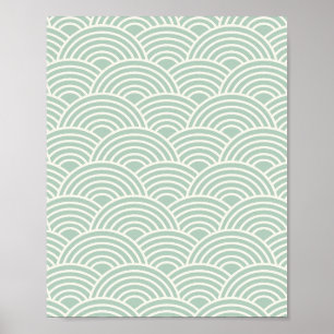 Poster Abstrato Waves Arches Linhas Verdes