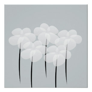 Pôster Abstrato White Anemones Poster