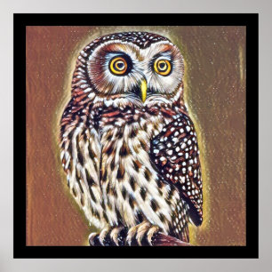 Poster Abstrato Wilderness Forest Owl Art