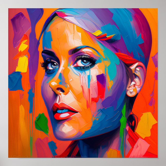 Poster Abstrato Woman Face Painting (Frente)
