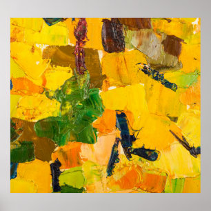 Poster Abstrato Yellow Oil Canvas Painting