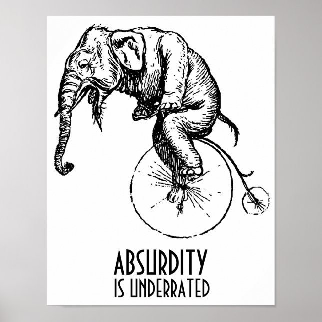 Pôster Absurdo é elefante subestimado em Penny Farthing (Frente)