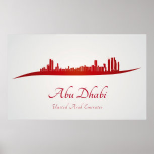Pôster Abu Dhabi skyline in red and gray background