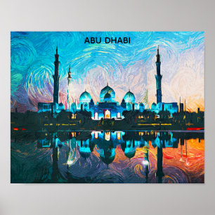 Poster Abu Dhabi UAE Pintura a Óleo Colorida