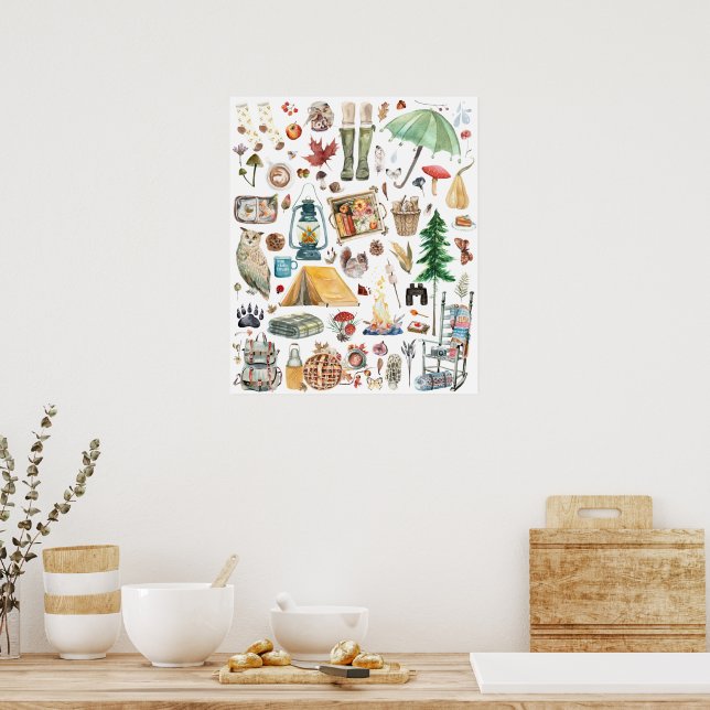 Poster Abundância de outono | Ilustrações Rustic Watercol (Cozinha)