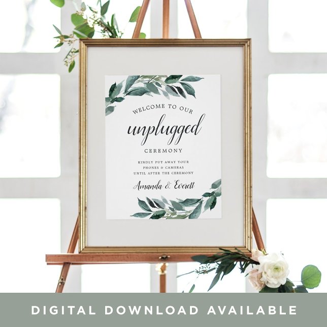 Poster Abundant Foliage Unplugged Ceremony Sign (Criador carregado)