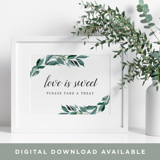Poster Abundant Foliage Wedding Dessert Sign (Criador carregado)