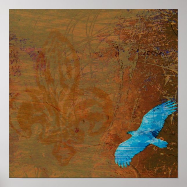 Pôster Abutre Azul Soar Grunge (Frente)