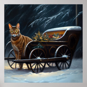 Poster Abyssinian Snowy Sleigh Passeia Decência de Natal