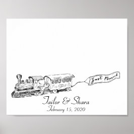 Poster Acabamos de Casar Trem de Noiva Pegadas dos Convid