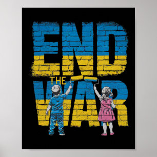 Poster Acabar Com a Guerra Grafite Crianças Apoiam Zelens