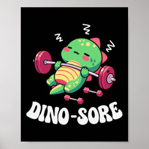 Poster Academia de Dinossauros Fitness Levantamento de Pe