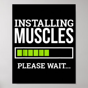Poster Academia de Treino Divertida Instalando Músculos P