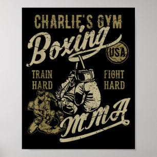 Poster Academia do Charlie Boxe MMA Design Retro para o N