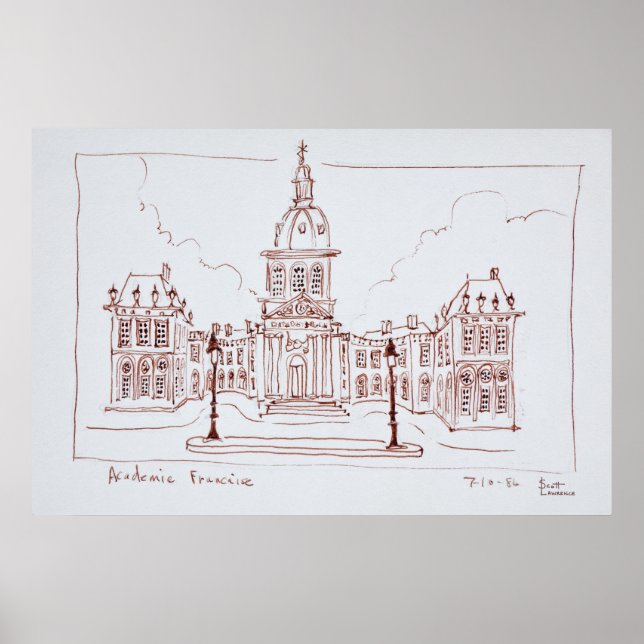 Pôster Academia Francesa | Paris, França (Frente)